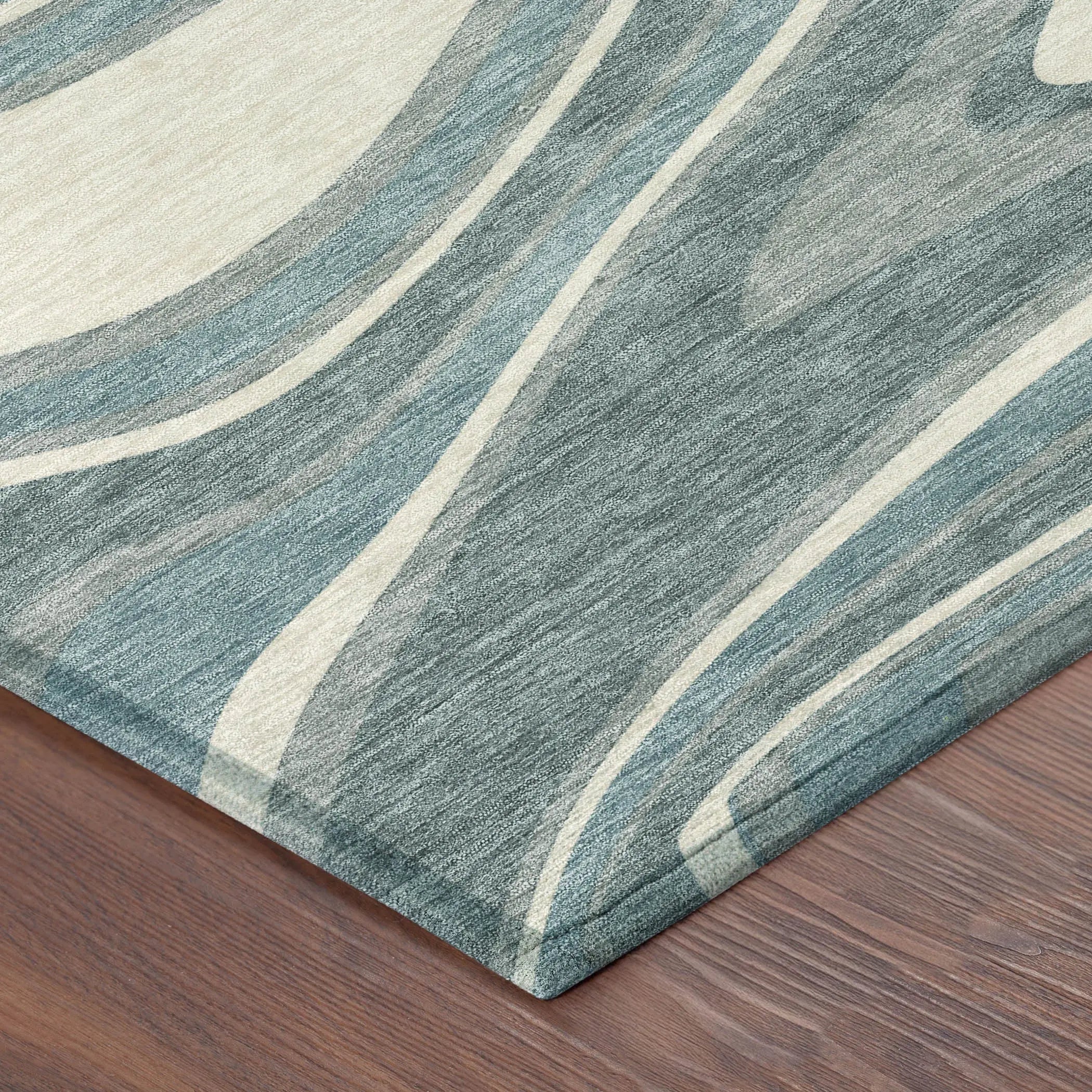 3' X 5' Teal Blue And Ivory Abstract Washable Indoor Outdoor Area Rug Homeroots Outdoor